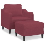 vidaXL Fotoliu canapea cu taburet, roșu vin, 60 cm, material textil