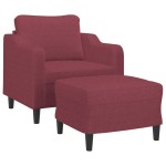 vidaXL Fotoliu canapea cu taburet, roșu vin, 60 cm, material textil