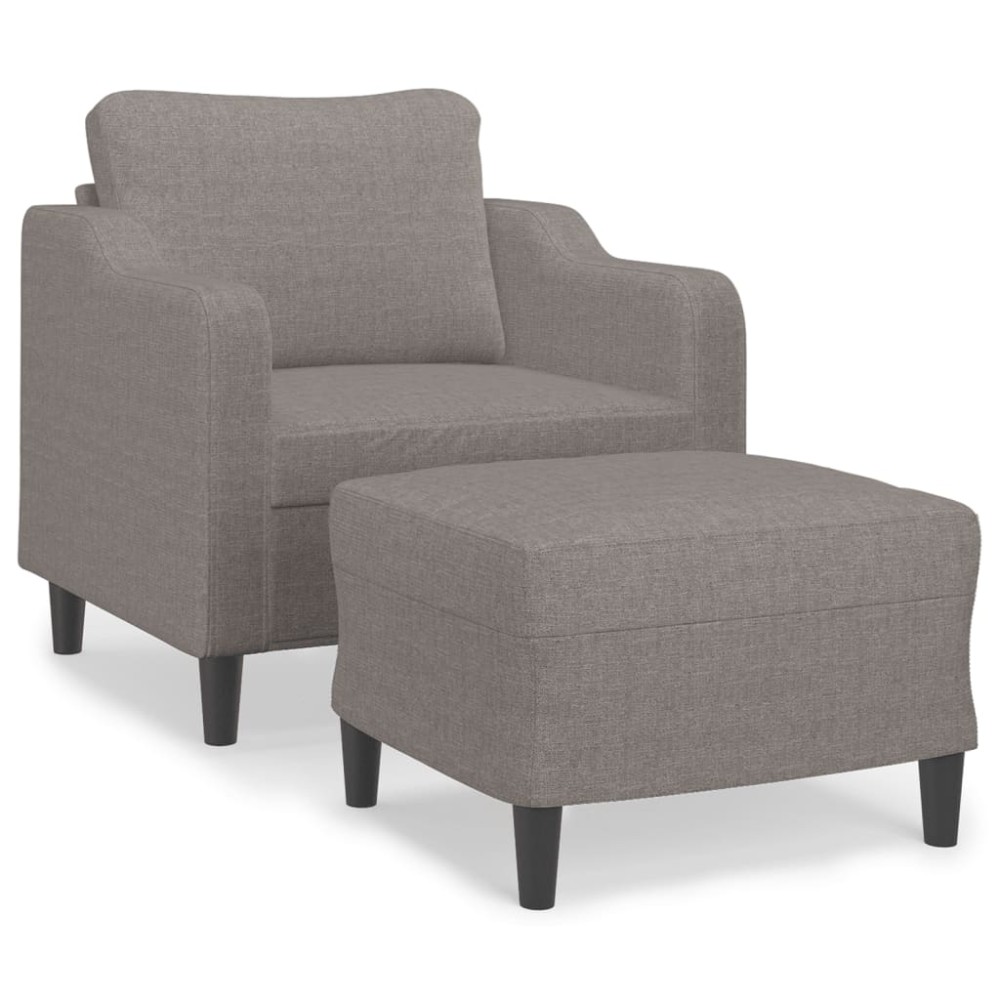 vidaXL Fotoliu canapea cu taburet, taupe, 60 cm, material textil