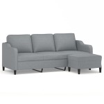 vidaXL Canapea cu 3 locuri și taburet, gri deschis, 180 cm, textil vidaXL Canapea cu 3 locuri și taburet, gri deschis, 180 cm, textil