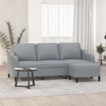 vidaXL Canapea cu 3 locuri și taburet, gri deschis, 180 cm, textil vidaXL Canapea cu 3 locuri și taburet, gri deschis, 180 cm, textil