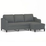 vidaXL Canapea cu 3 locuri și taburet, gri închis, 180 cm, textil vidaXL Canapea cu 3 locuri și taburet, gri închis, 180 cm, textil