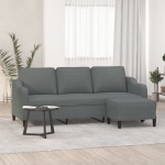 vidaXL Canapea cu 3 locuri și taburet, gri închis, 180 cm, textil vidaXL Canapea cu 3 locuri și taburet, gri închis, 180 cm, textil
