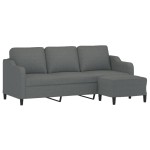vidaXL Canapea cu 3 locuri și taburet, gri închis, 180 cm, textil vidaXL Canapea cu 3 locuri și taburet, gri închis, 180 cm, textil