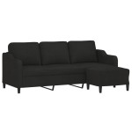 vidaXL Canapea cu 3 locuri cu taburet, negru, 180 cm, material textil vidaXL Canapea cu 3 locuri cu taburet, negru, 180 cm, material textil