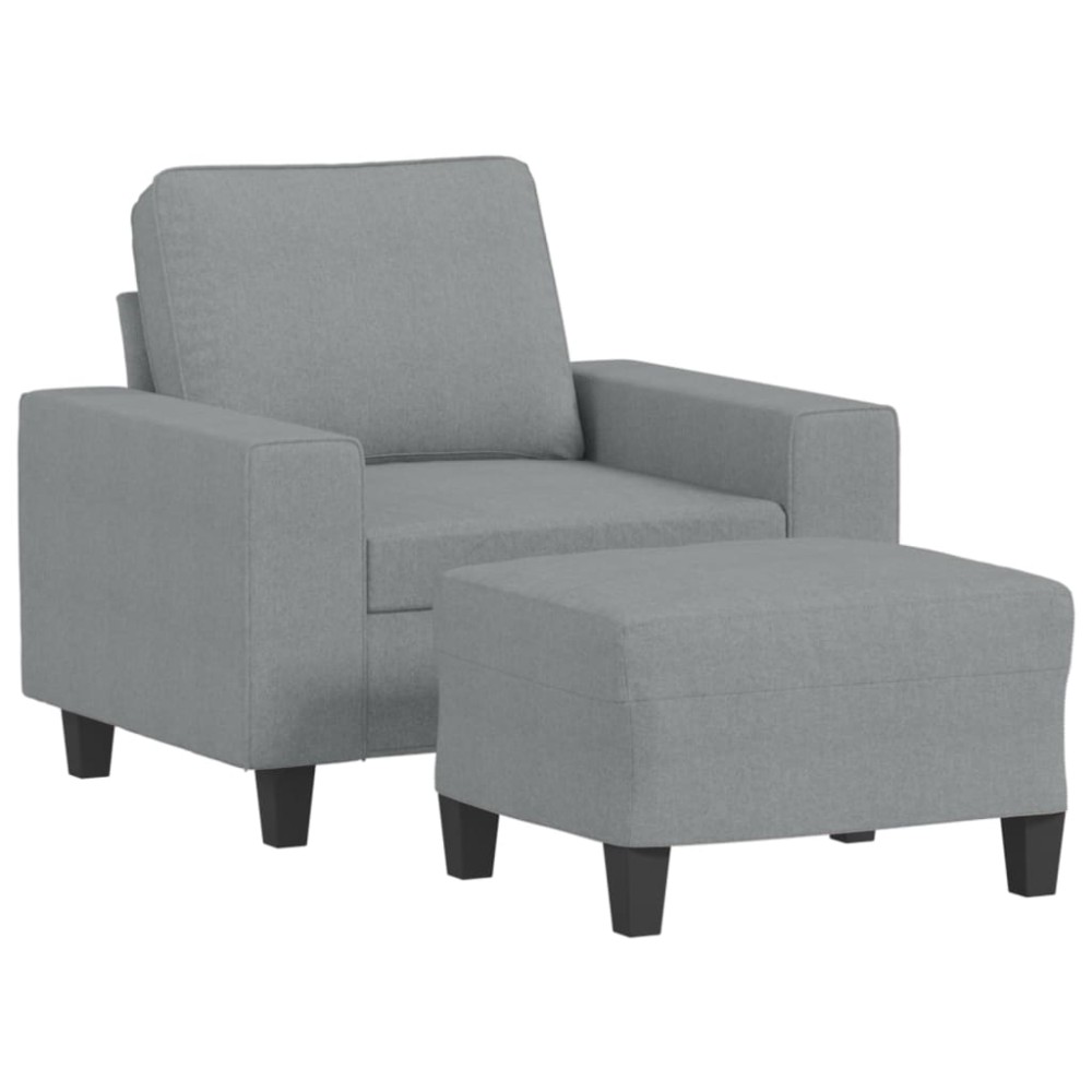 vidaXL Fotoliu canapea cu taburet, gri deschis, 60 cm, textil
