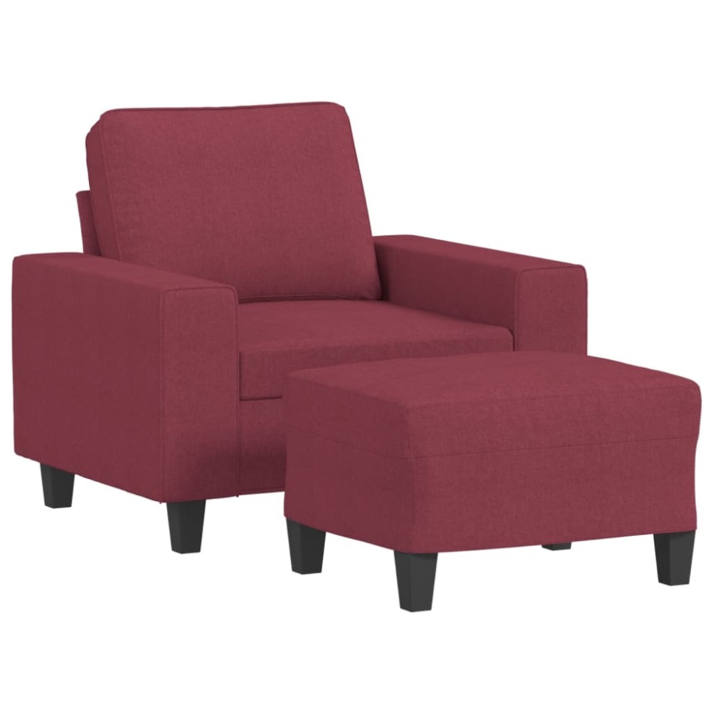 vidaXL Fotoliu canapea cu taburet, roșu vin, 60 cm, material textil