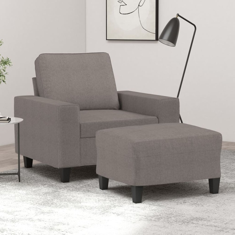 vidaXL Fotoliu canapea cu taburet, taupe, 60 cm, material textil