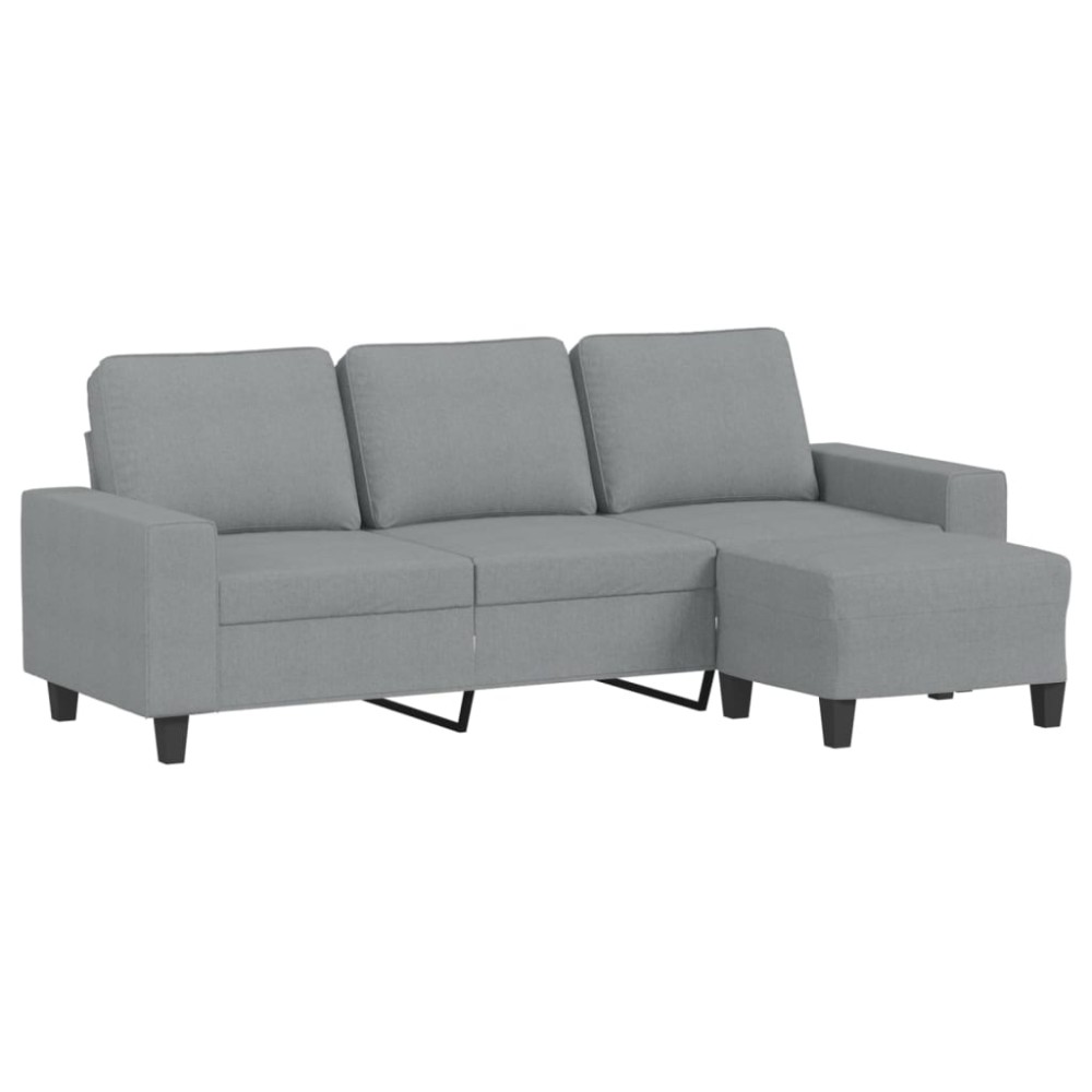 vidaXL Canapea cu 3 locuri și taburet, gri deschis, 180 cm, textil
