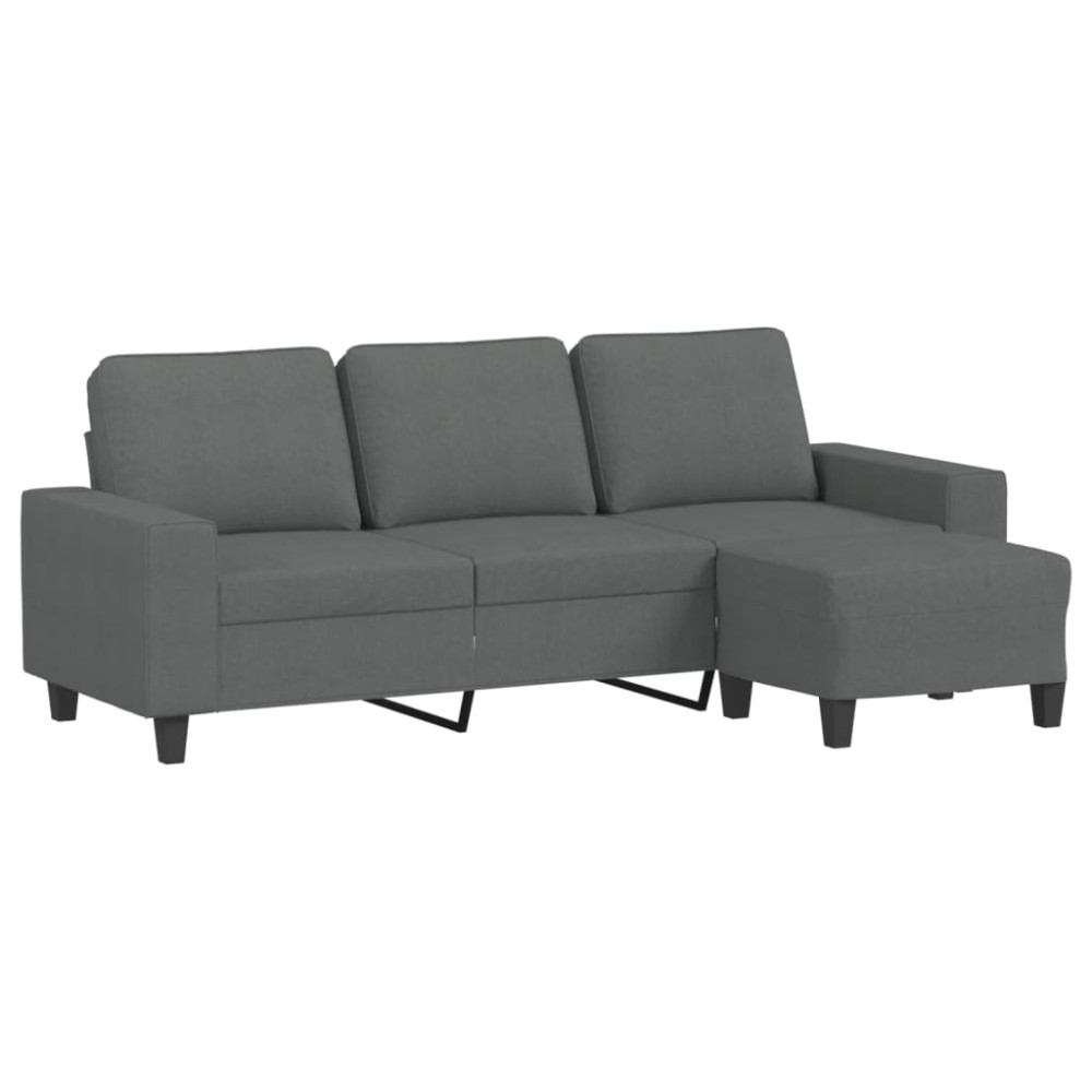 vidaXL Canapea cu 3 locuri și taburet, gri închis, 180 cm, textil