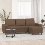 vidaXL Canapea cu 3 locuri cu taburet, maro, 180 cm, material textil vidaXL Canapea cu 3 locuri cu taburet, maro, 180 cm, material textil