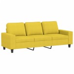 vidaXL Canapea cu 3 locuri și taburet, galben deschis, 180 cm, textil vidaXL Canapea cu 3 locuri și taburet, galben deschis, 180 cm, textil