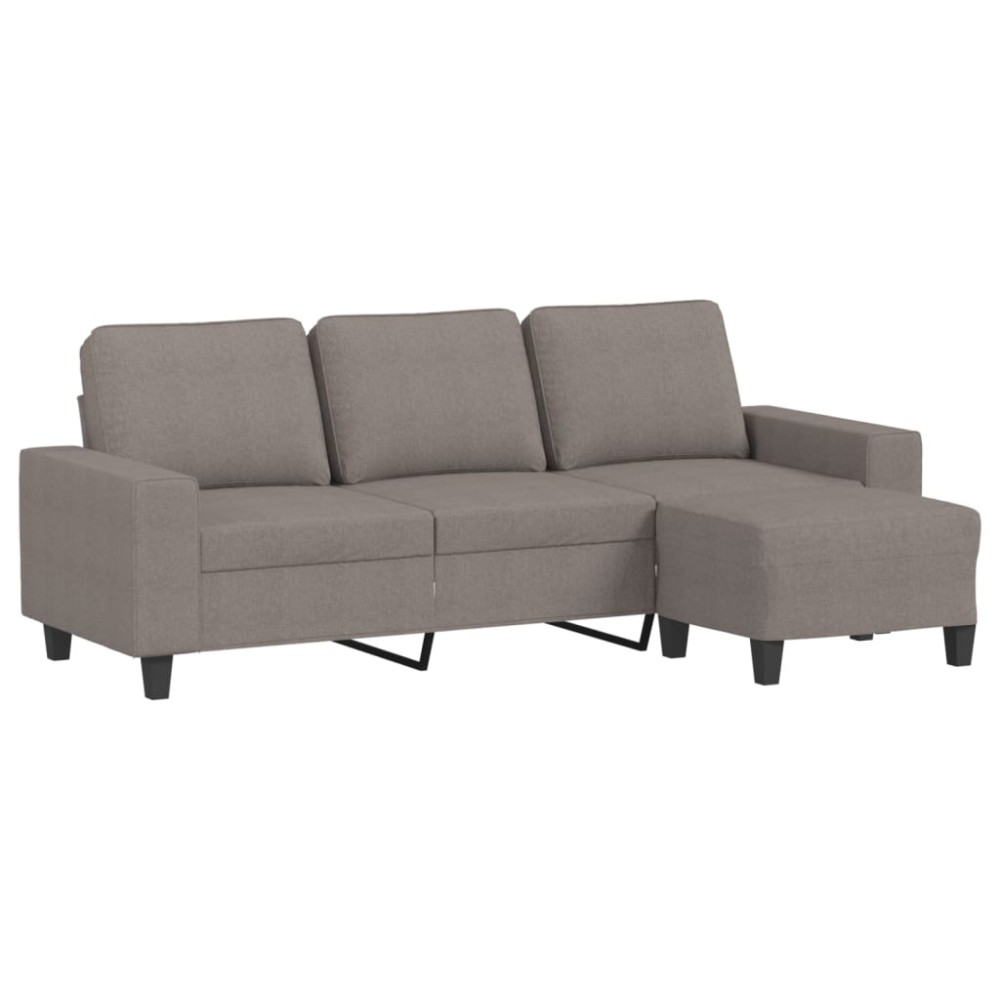 vidaXL Canapea cu 3 locuri și taburet, taupe, 180 cm, material textil