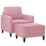 vidaXL Fotoliu canapea cu taburet, roz, 60 cm, catifea