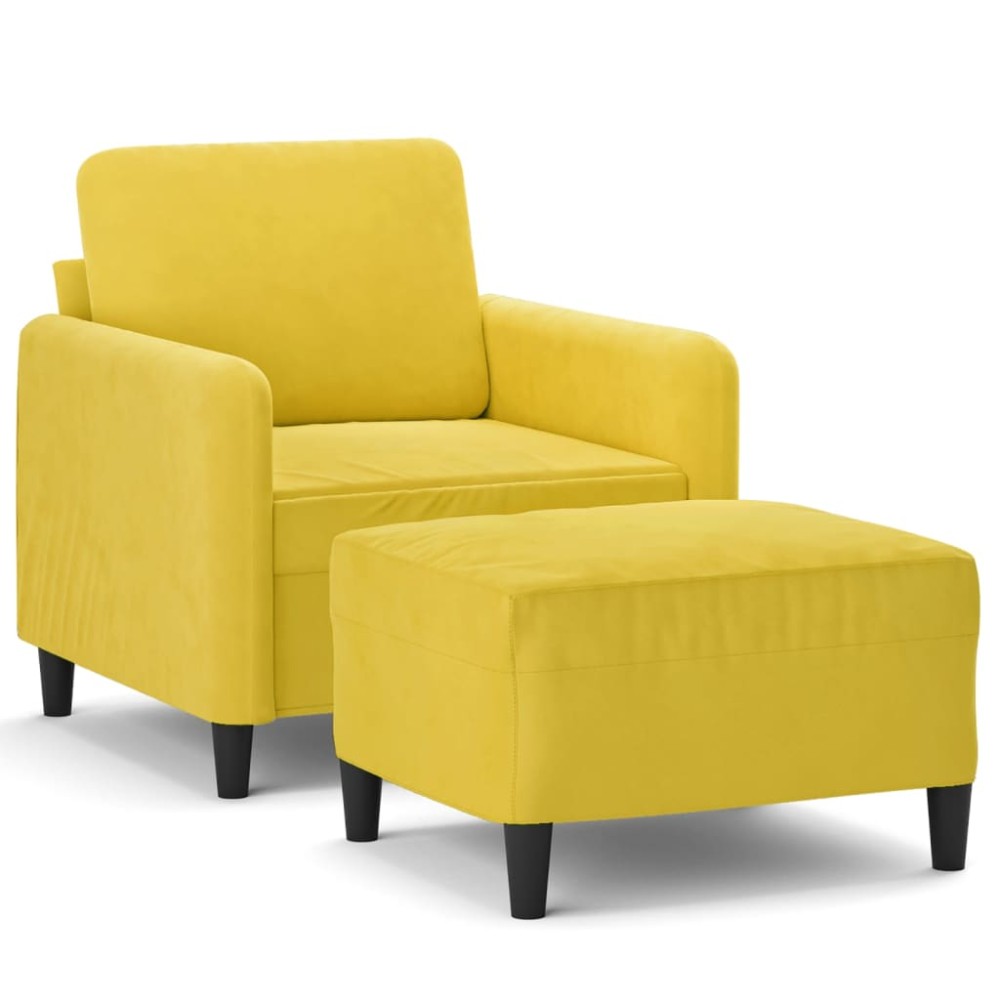 vidaXL Fotoliu canapea cu taburet, galben, 60 cm, catifea