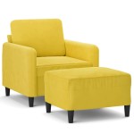 vidaXL Fotoliu canapea cu taburet, galben, 60 cm, catifea