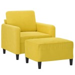 vidaXL Fotoliu canapea cu taburet, galben, 60 cm, catifea