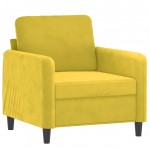 vidaXL Fotoliu canapea cu taburet, galben, 60 cm, catifea