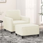 vidaXL Fotoliu canapea cu taburet, crem, 60 cm, catifea
