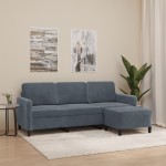 vidaXL Canapea cu 3 locuri și taburet, gri închis, 180 cm, catifea vidaXL Canapea cu 3 locuri și taburet, gri închis, 180 cm, catifea