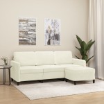 vidaXL Canapea cu 3 locuri și taburet, crem, 180 cm, catifea vidaXL Canapea cu 3 locuri și taburet, crem, 180 cm, catifea