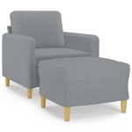 vidaXL Fotoliu canapea cu taburet, gri deschis, 60 cm, textil