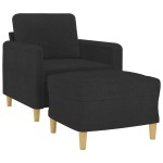 vidaXL Fotoliu canapea cu taburet, negru, 60 cm, material textil