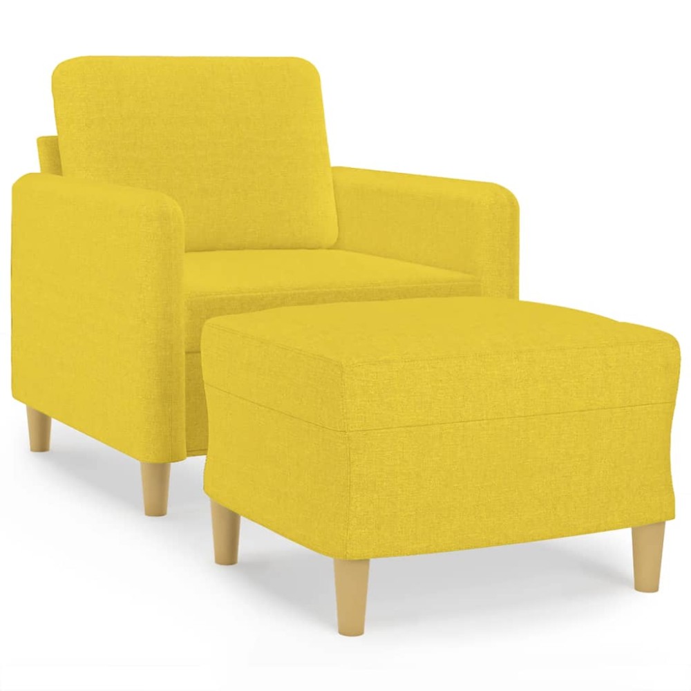 vidaXL Fotoliu canapea cu taburet, galben deschis, 60 cm, textil