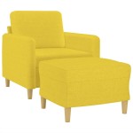 vidaXL Fotoliu canapea cu taburet, galben deschis, 60 cm, textil