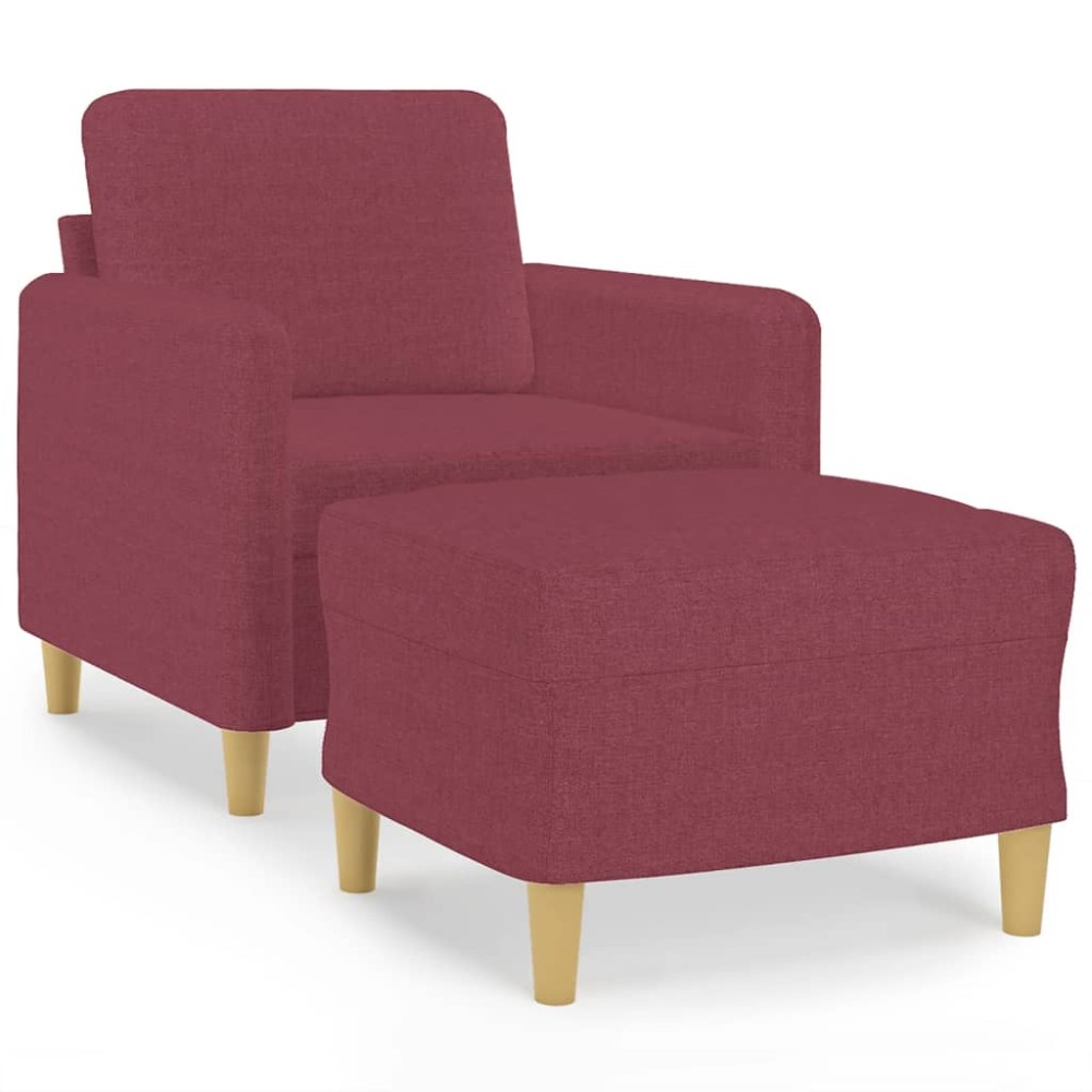 vidaXL Fotoliu canapea cu taburet, roșu vin, 60 cm, material textil