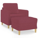 vidaXL Fotoliu canapea cu taburet, roșu vin, 60 cm, material textil