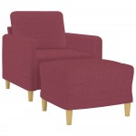 vidaXL Fotoliu canapea cu taburet, roșu vin, 60 cm, material textil