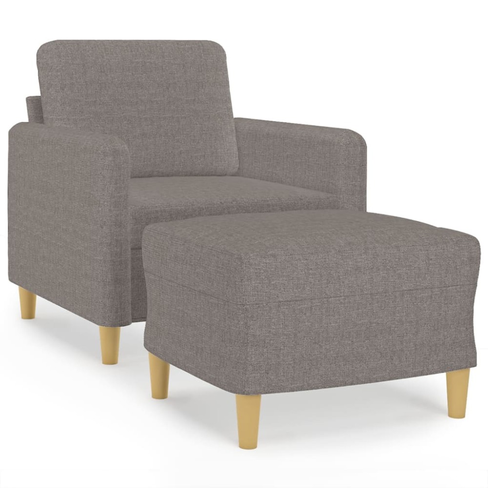 vidaXL Fotoliu canapea cu taburet, taupe, 60 cm, material textil