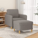 vidaXL Fotoliu canapea cu taburet, taupe, 60 cm, material textil