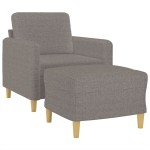 vidaXL Fotoliu canapea cu taburet, taupe, 60 cm, material textil