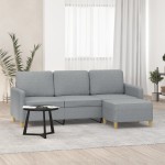 vidaXL Canapea cu 3 locuri și taburet, gri deschis, 180 cm, textil vidaXL Canapea cu 3 locuri și taburet, gri deschis, 180 cm, textil