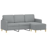 vidaXL Canapea cu 3 locuri și taburet, gri deschis, 180 cm, textil vidaXL Canapea cu 3 locuri și taburet, gri deschis, 180 cm, textil