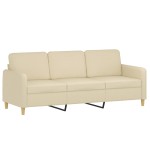 vidaXL Canapea cu 3 locuri cu taburet, crem, 180 cm, material textil vidaXL Canapea cu 3 locuri cu taburet, crem, 180 cm, material textil