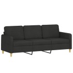 vidaXL Canapea cu 3 locuri cu taburet, negru, 180 cm, material textil vidaXL Canapea cu 3 locuri cu taburet, negru, 180 cm, material textil