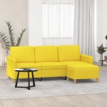 vidaXL Canapea cu 3 locuri și taburet, galben deschis, 180 cm, textil vidaXL Canapea cu 3 locuri și taburet, galben deschis, 180 cm, textil
