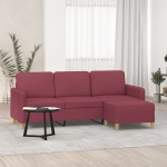 vidaXL Canapea cu 3 locuri și taburet, roșu vin, 180 cm, textil vidaXL Canapea cu 3 locuri și taburet, roșu vin, 180 cm, textil