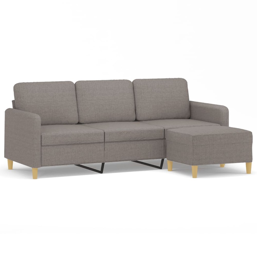 vidaXL Canapea cu 3 locuri și taburet, taupe, 180 cm, material textil