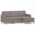 vidaXL Canapea cu 3 locuri și taburet, taupe, 180 cm, material textil vidaXL Canapea cu 3 locuri și taburet, taupe, 180 cm, material textil