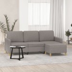 vidaXL Canapea cu 3 locuri și taburet, taupe, 180 cm, material textil vidaXL Canapea cu 3 locuri și taburet, taupe, 180 cm, material textil