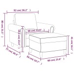 vidaXL Fotoliu canapea cu taburet, negru, 60 cm, piele ecologică