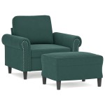 vidaXL Fotoliu canapea cu taburet, verde închis, 60 cm, catifea