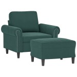 vidaXL Fotoliu canapea cu taburet, verde închis, 60 cm, catifea