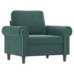 vidaXL Fotoliu canapea cu taburet, verde închis, 60 cm, catifea