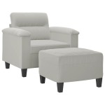 vidaXL Fotoliu canapea cu taburet, gri deschis, 60 cm, microfibră