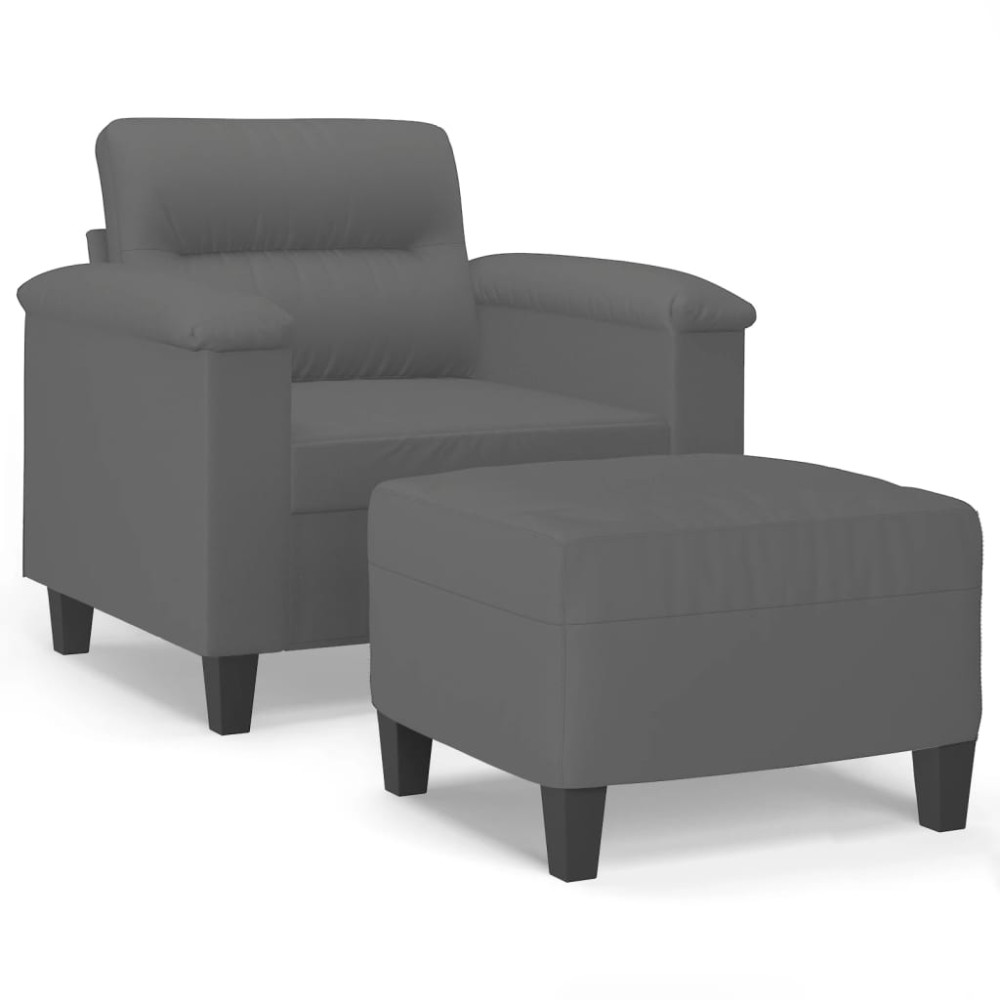 vidaXL Fotoliu canapea cu taburet, gri închis, 60 cm, microfibră